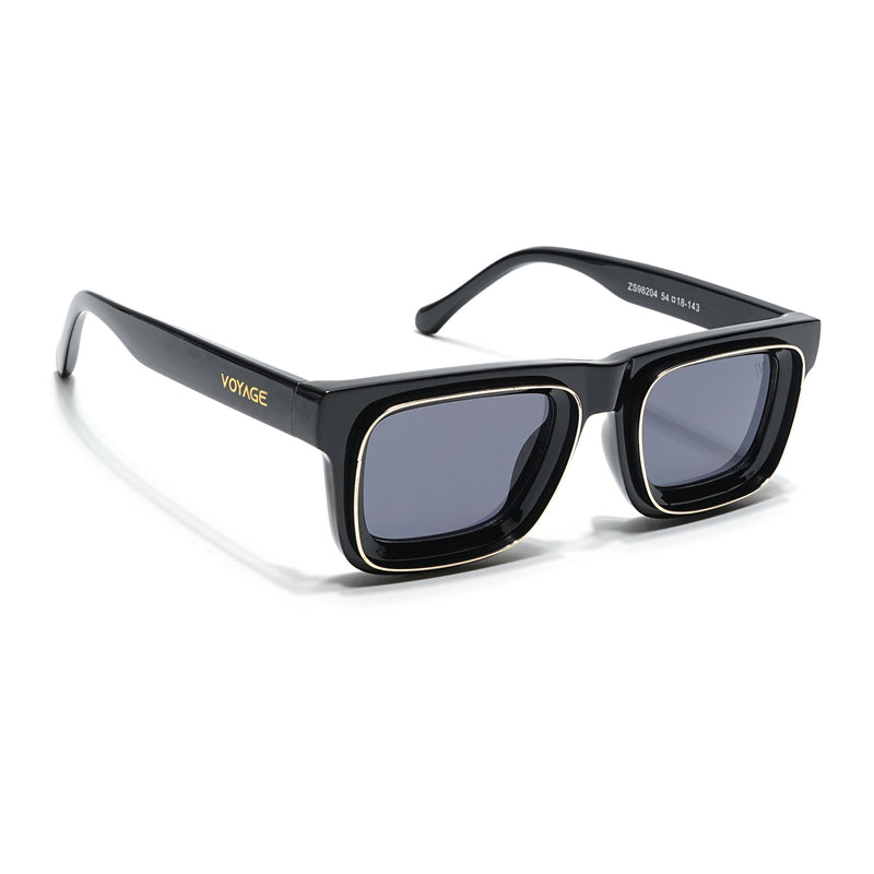 Smuggler | Shine Black & Golden Unisex Sunglasses | Black Lens - MG6422