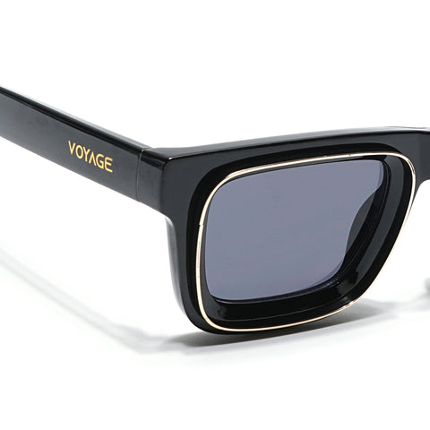 Smuggler | Shine Black & Golden Unisex Sunglasses | Black Lens - MG6422