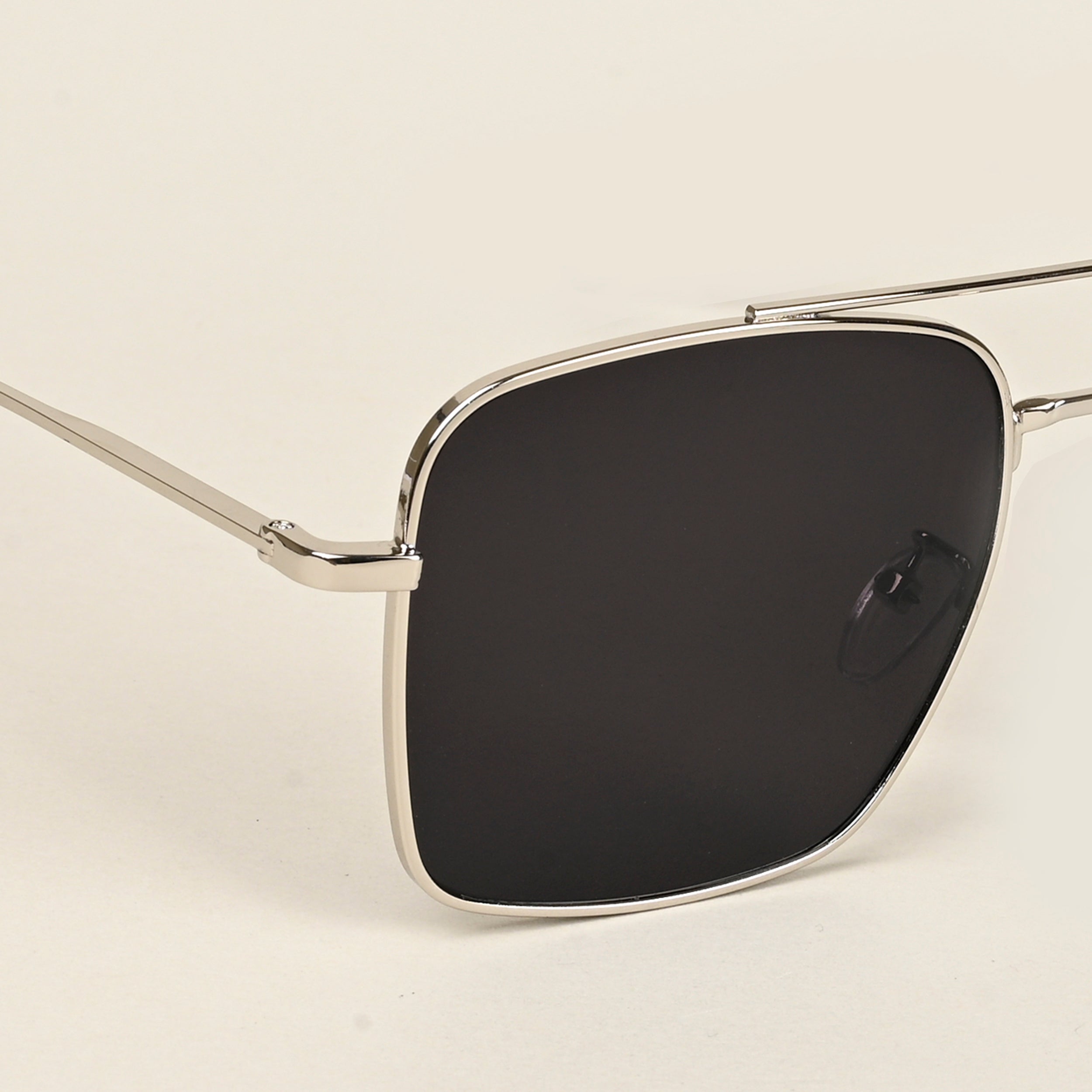 Voyage Aviator Sunglasses for Men & Women (Black Lens | Silver Frame - MG5179)