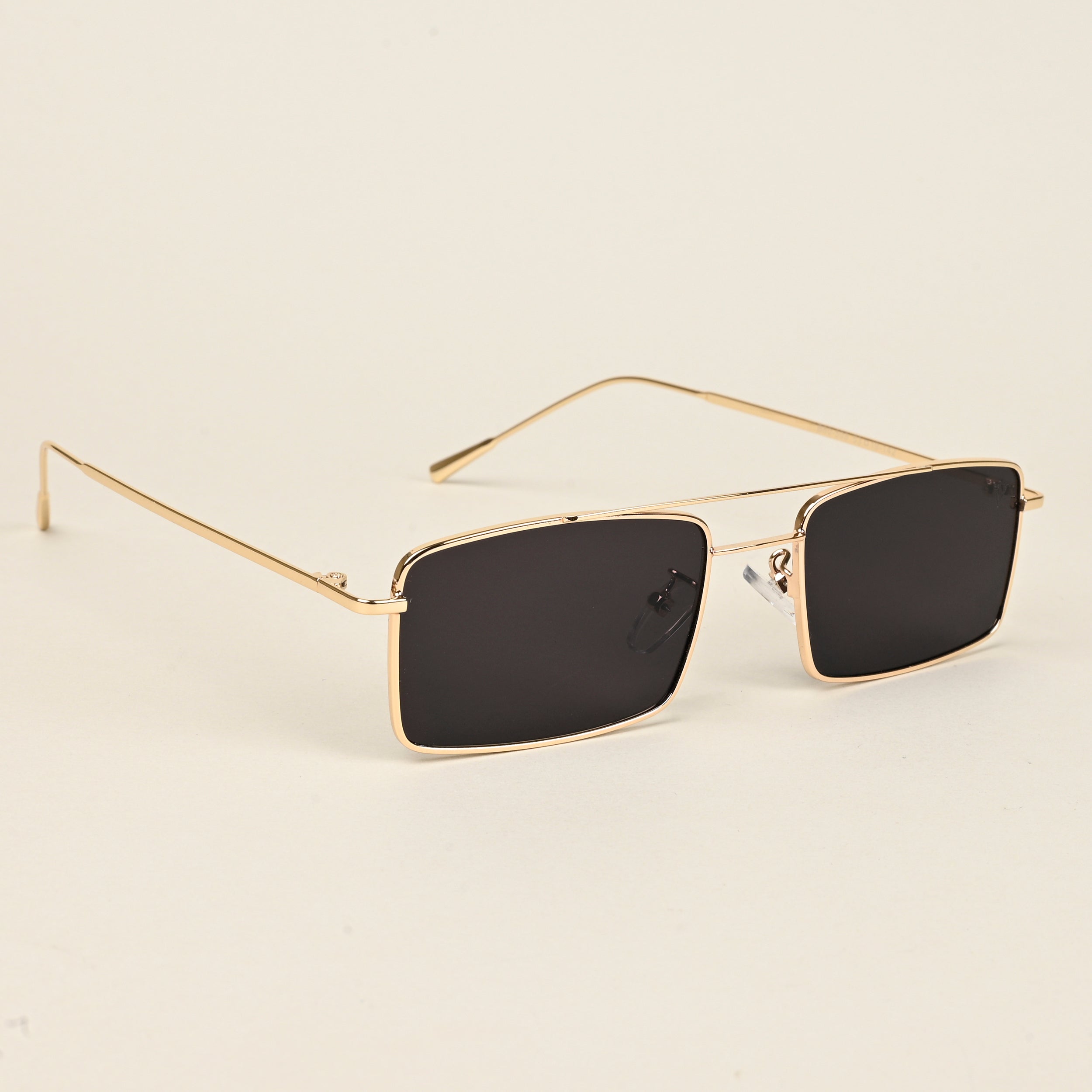 Voyage Rectangle Sunglasses for Men & Women (Black Lens | Golden Frame  - MG5191)