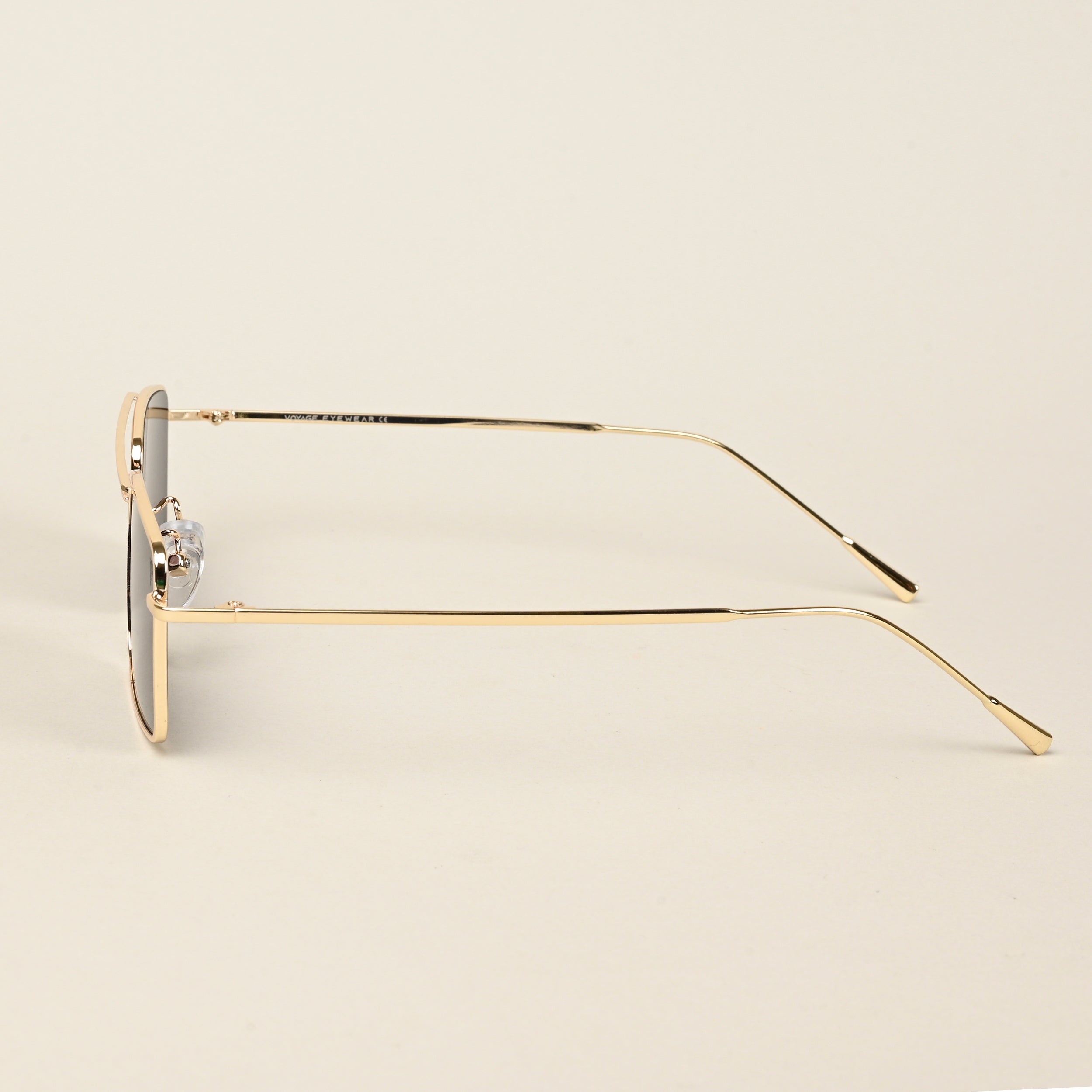 Voyage Rectangle Sunglasses for Men & Women (Black Lens | Golden Frame  - MG5191)