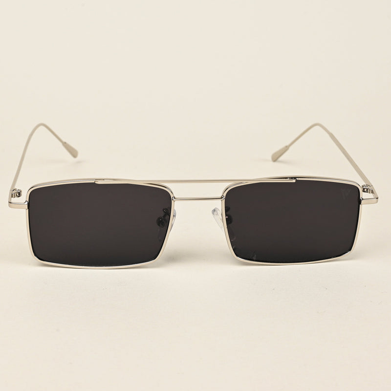 Rectangle Sunglasses (Black Lens | Silver Frame  - MG5192)