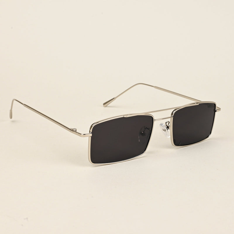 Rectangle Sunglasses (Black Lens | Silver Frame  - MG5192)