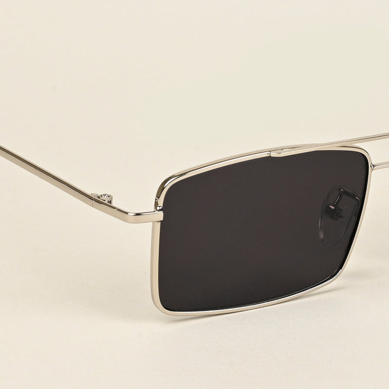 Rectangle Sunglasses (Black Lens | Silver Frame  - MG5192)
