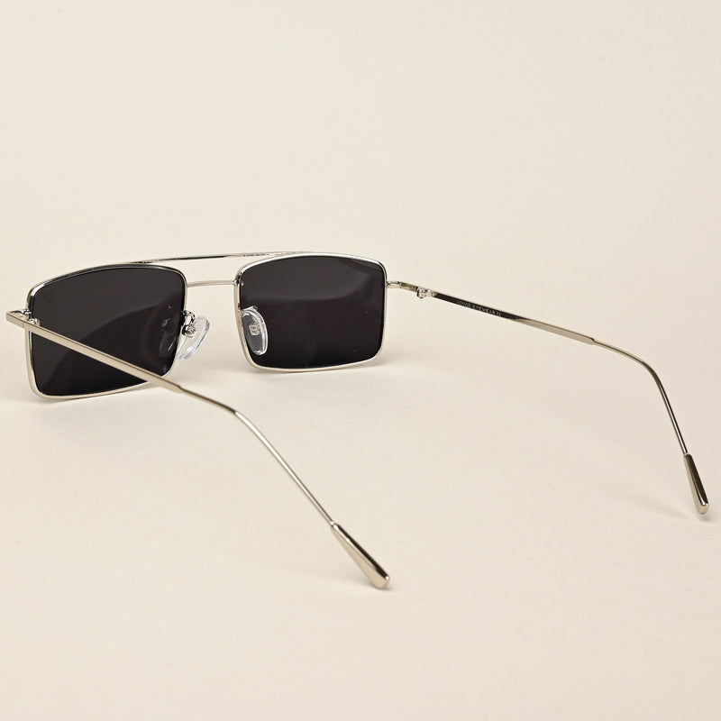 Rectangle Sunglasses (Black Lens | Silver Frame  - MG5192)