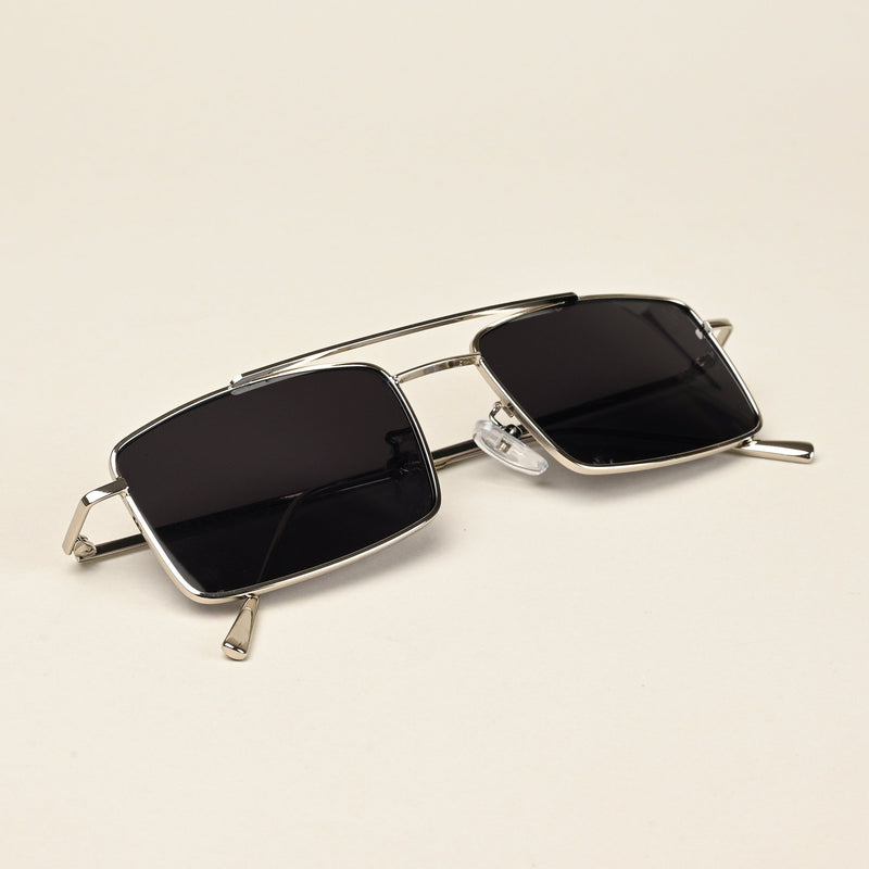 Rectangle Sunglasses (Black Lens | Silver Frame  - MG5192)