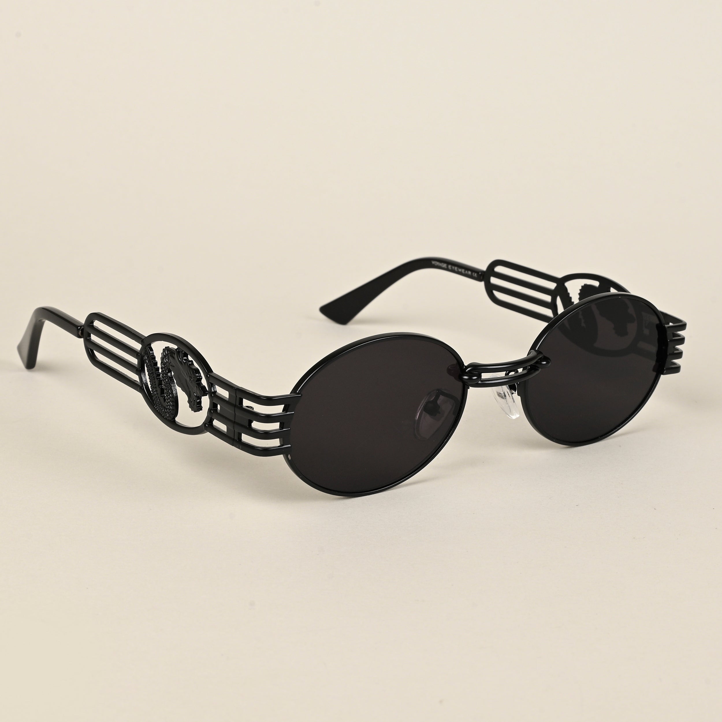 Voyage Oval Sunglasses for Women (Black Lens | Black Frame  - MG5190)