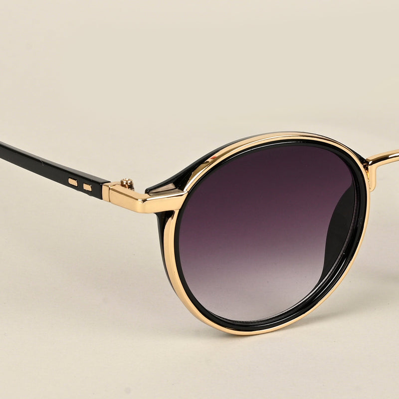 Round Sunglasses (Grey & Clear Lens | Golden Frame  - MG5206)