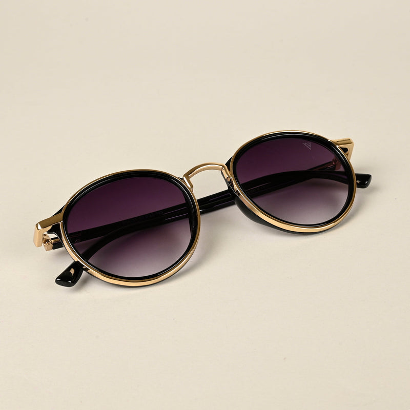 Round Sunglasses (Grey & Clear Lens | Golden Frame  - MG5206)