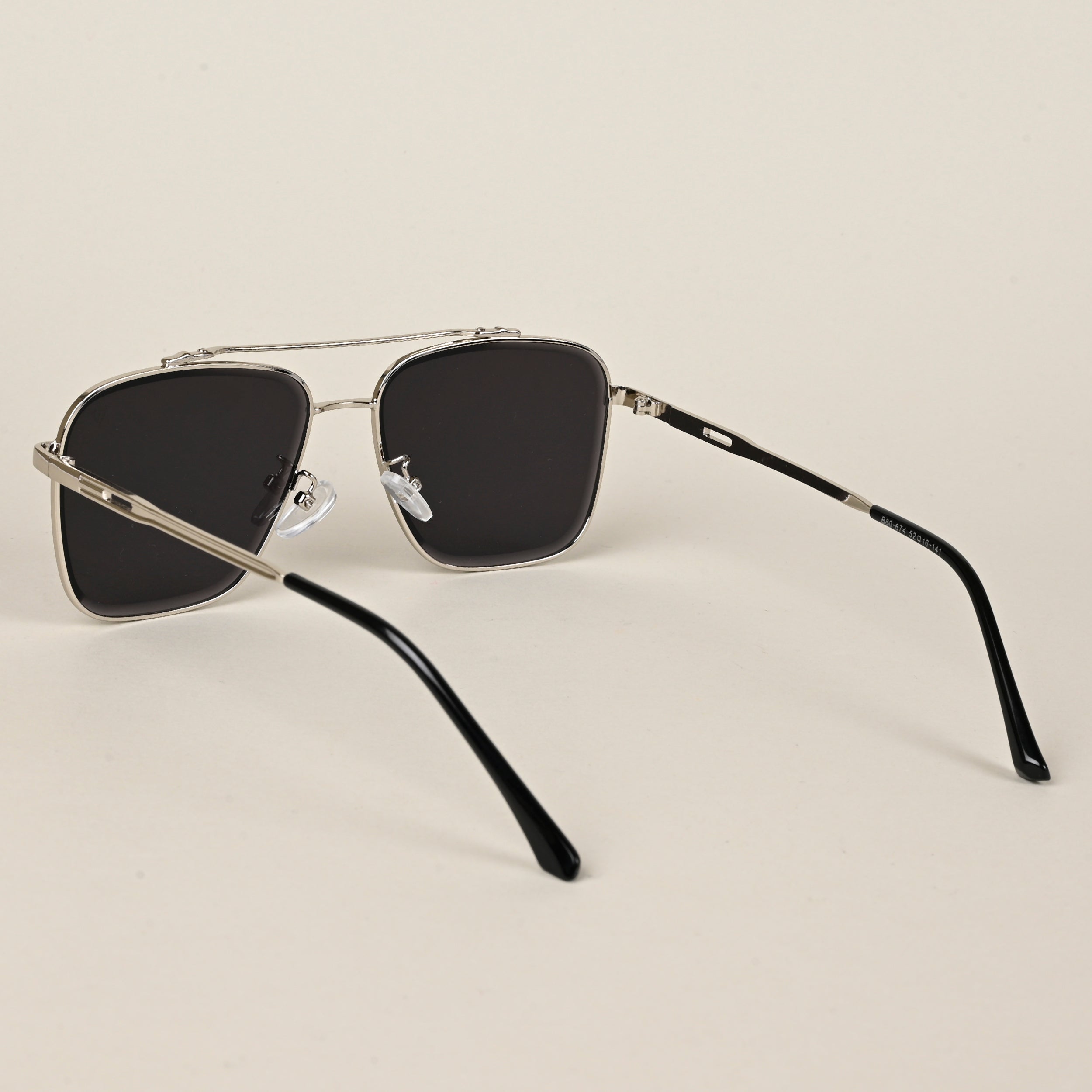 Voyage Aviator Sunglasses for Men & Women (Black Lens | Silver Frame  - MG5195)
