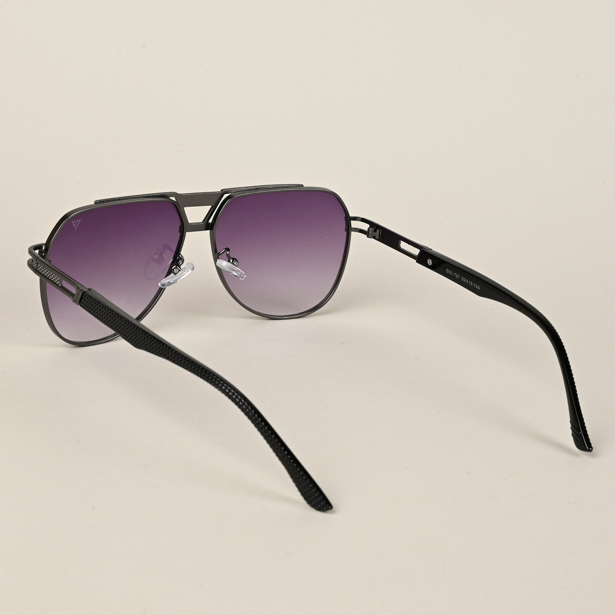 Voyage Aviator Sunglasses for Men & Women (Purple & Clear Lens | Grey Frame  - MG5202)
