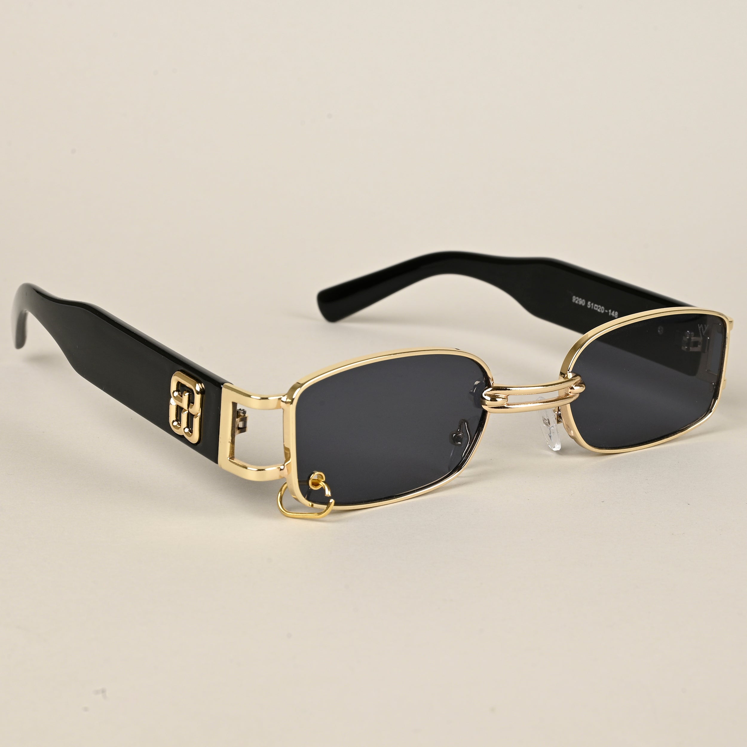 Punk | Golden Rectangle Sunglasses | Black Lens - MG5208