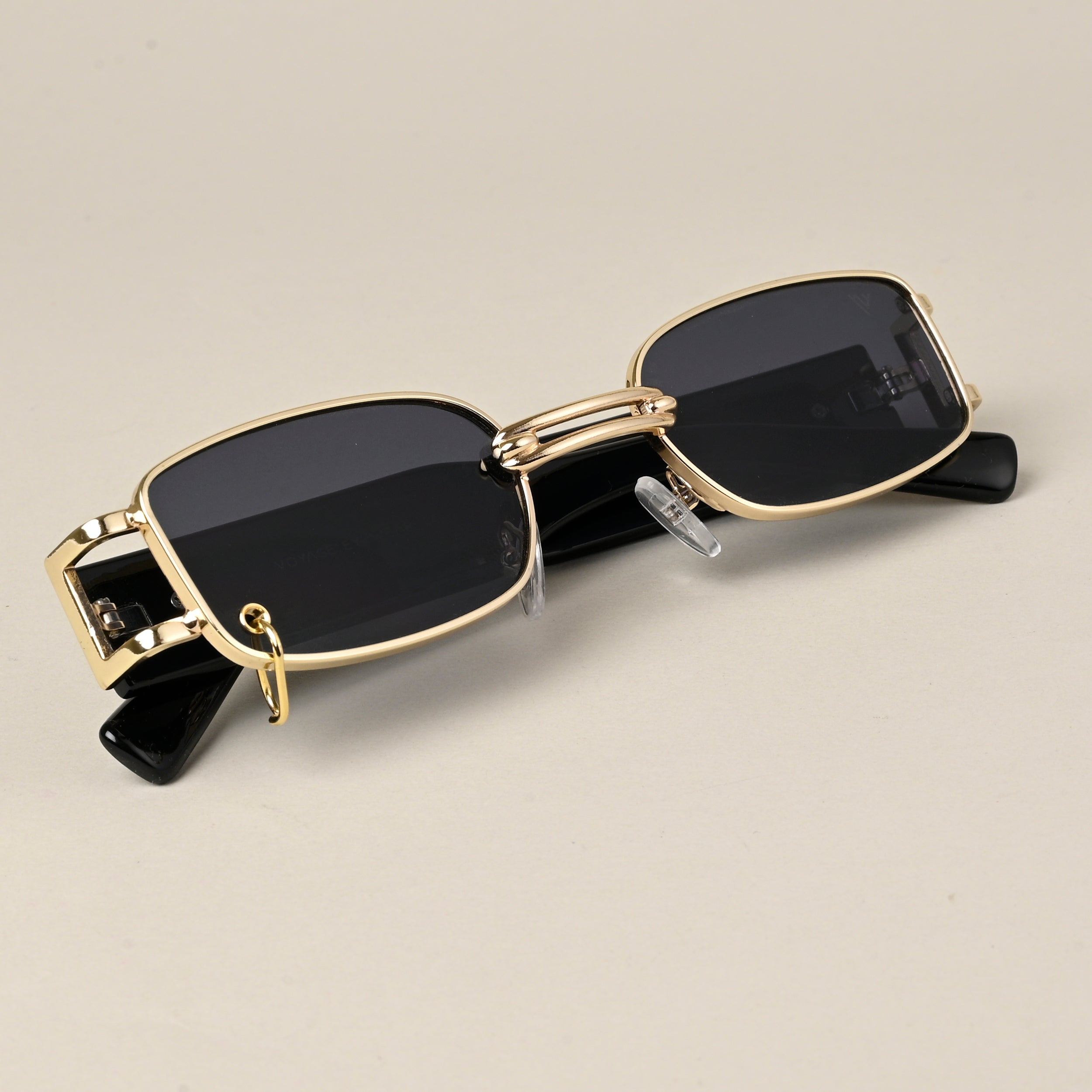 Punk | Golden Rectangle Sunglasses | Black Lens - MG5208