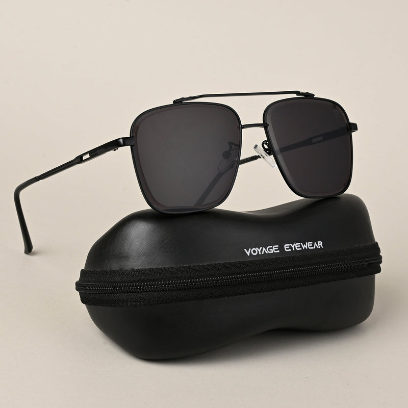 Aviator Sunglasses (Black Lens | Black Frame  - MG5196)