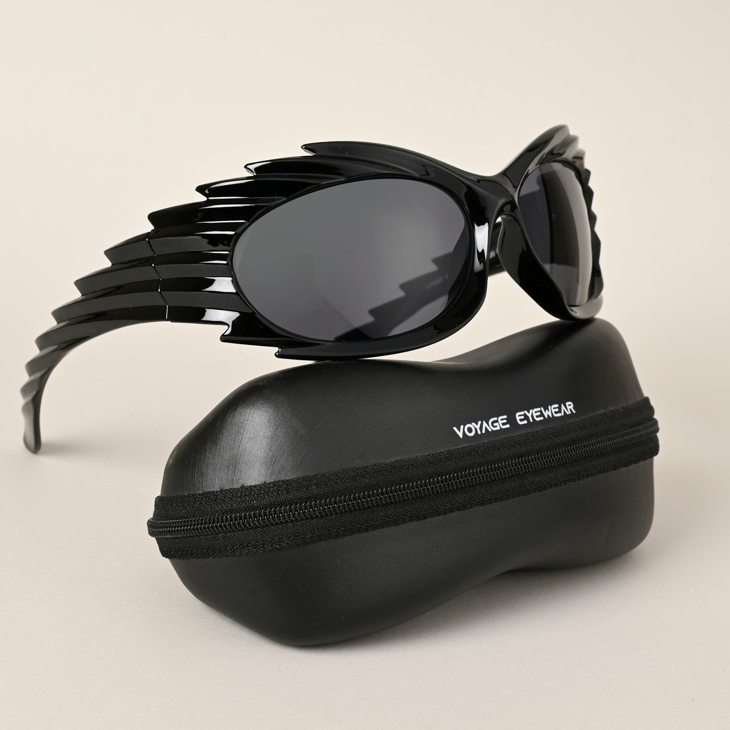 Voyage Black Wrap Around Sunglasses for Men & Women (LH087MG4512)