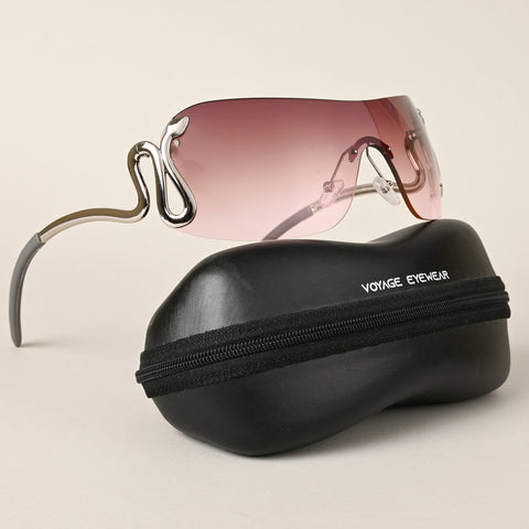 Wrap Around Brown & Pink Sunglasses - MG4514