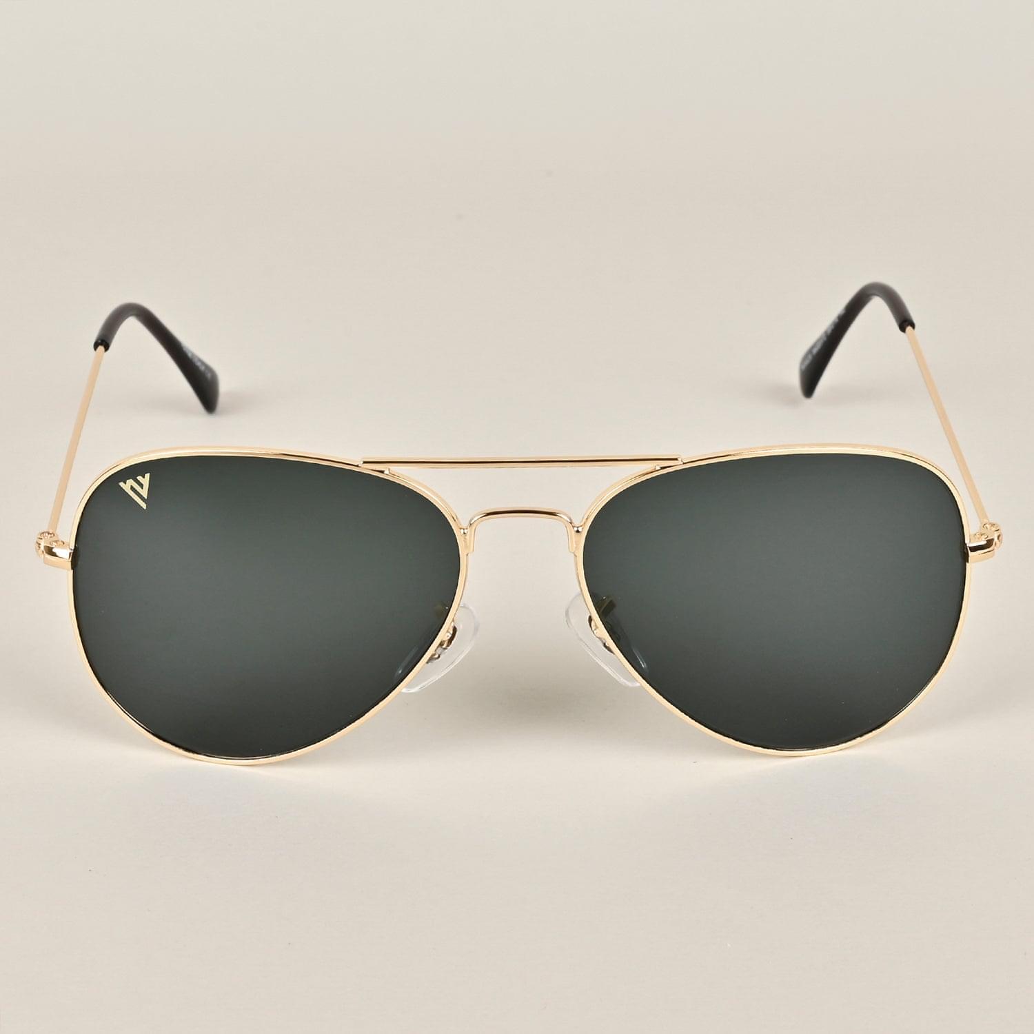 Voyage Black & Golden Aviator Sunglasses - MG2372