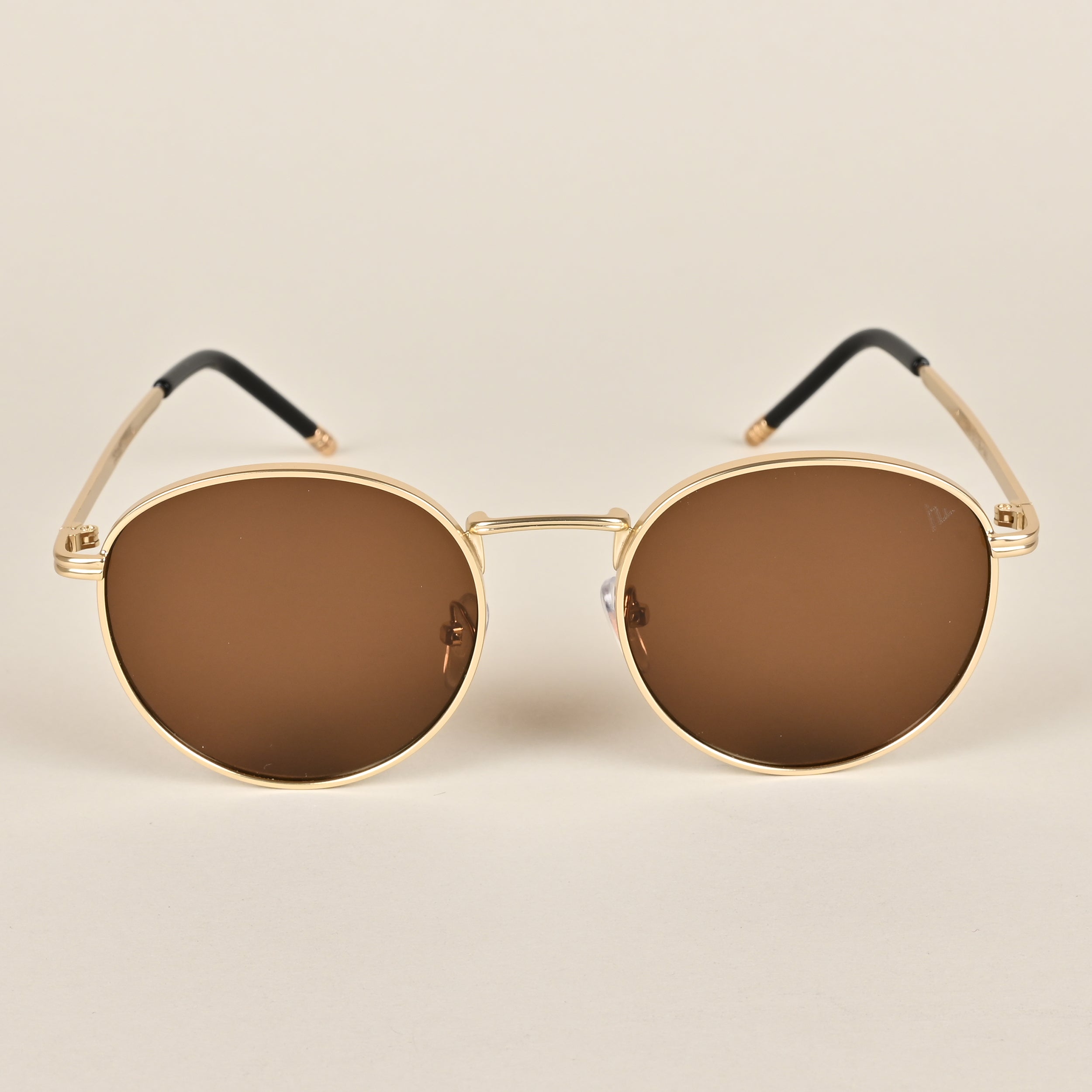 Voyage Premium Round Brown Gold Sunglasses MG3623