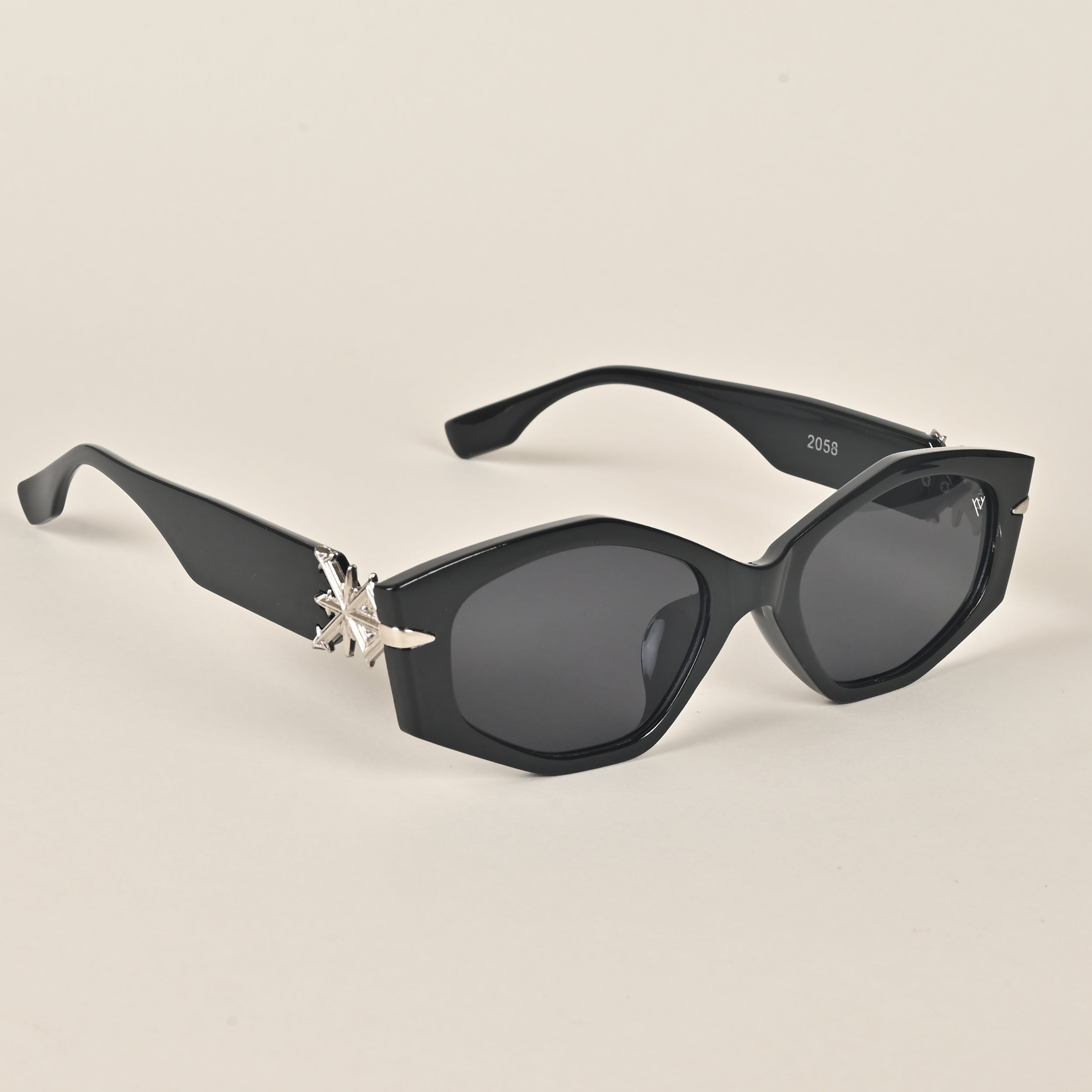 Voyage Black Oval Sunglasses for Women - MG3987