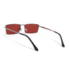 Kaizen | Red Rectangle Polarized Sunglasses | Silver Frame - PMG7929