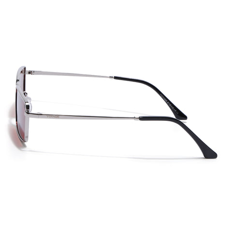 Kaizen | Red Rectangle Polarized Sunglasses | Silver Frame - PMG7929