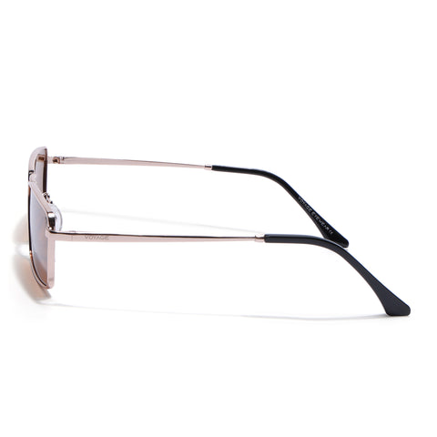 Kaizen | Brown Rectangle Polarized Sunglasses | Rose Gold Frame - PMG7930