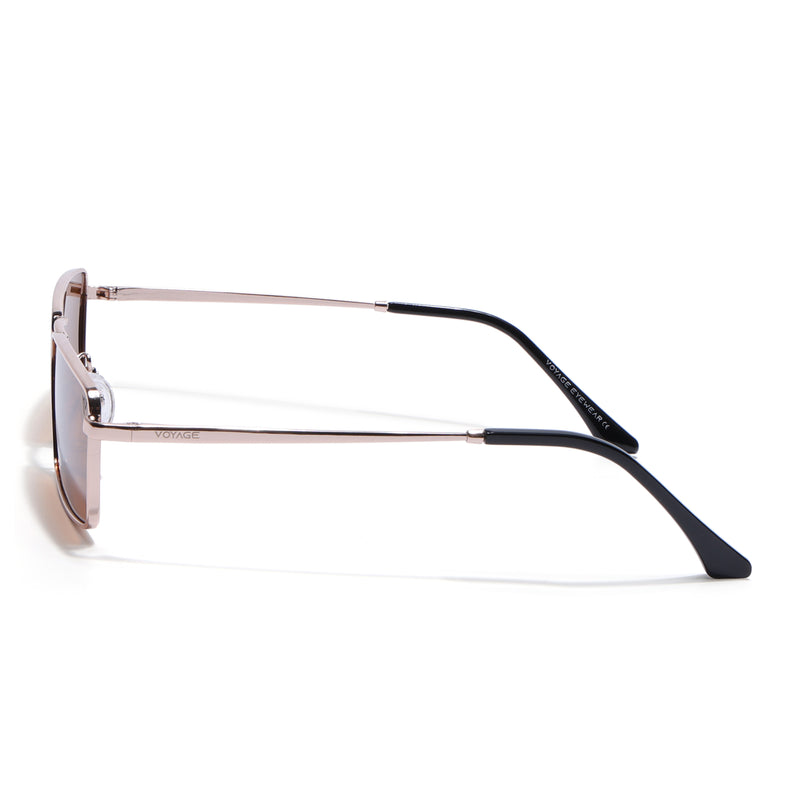 Kaizen | Brown Rectangle Polarized Sunglasses | Rose Gold Frame - PMG7930