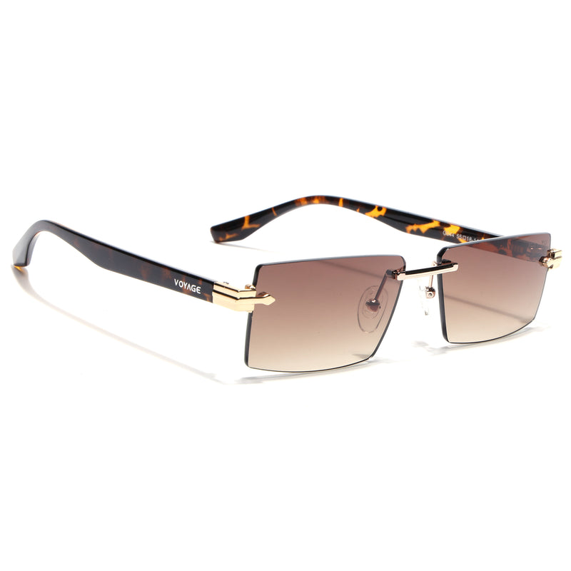 Vortex | Brown Rimless Sunglasses | Golden Frame - MG7994