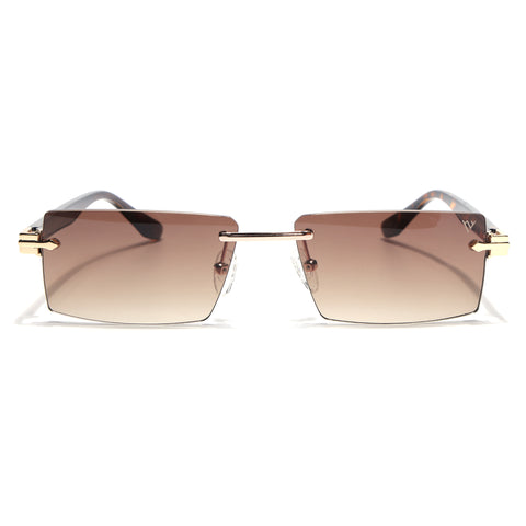 Vortex | Brown Rimless Sunglasses | Golden Frame - MG7994