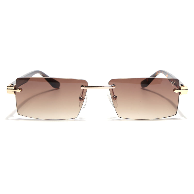Vortex | Brown Rimless Sunglasses | Golden Frame - MG7994