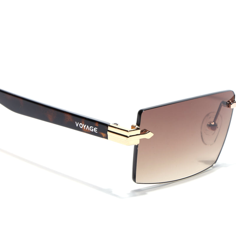 Vortex | Brown Rimless Sunglasses | Golden Frame - MG7994