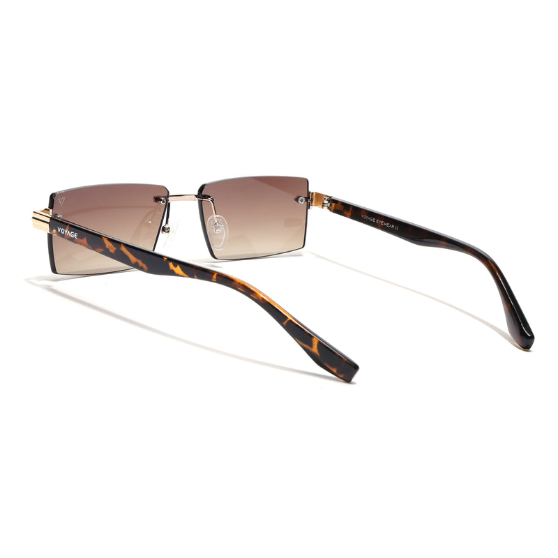 Vortex | Brown Rimless Sunglasses | Golden Frame - MG7994