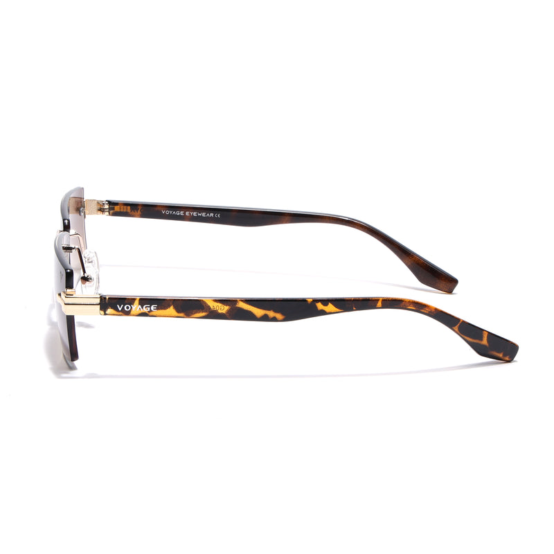 Vortex | Brown Rimless Sunglasses | Golden Frame - MG7994