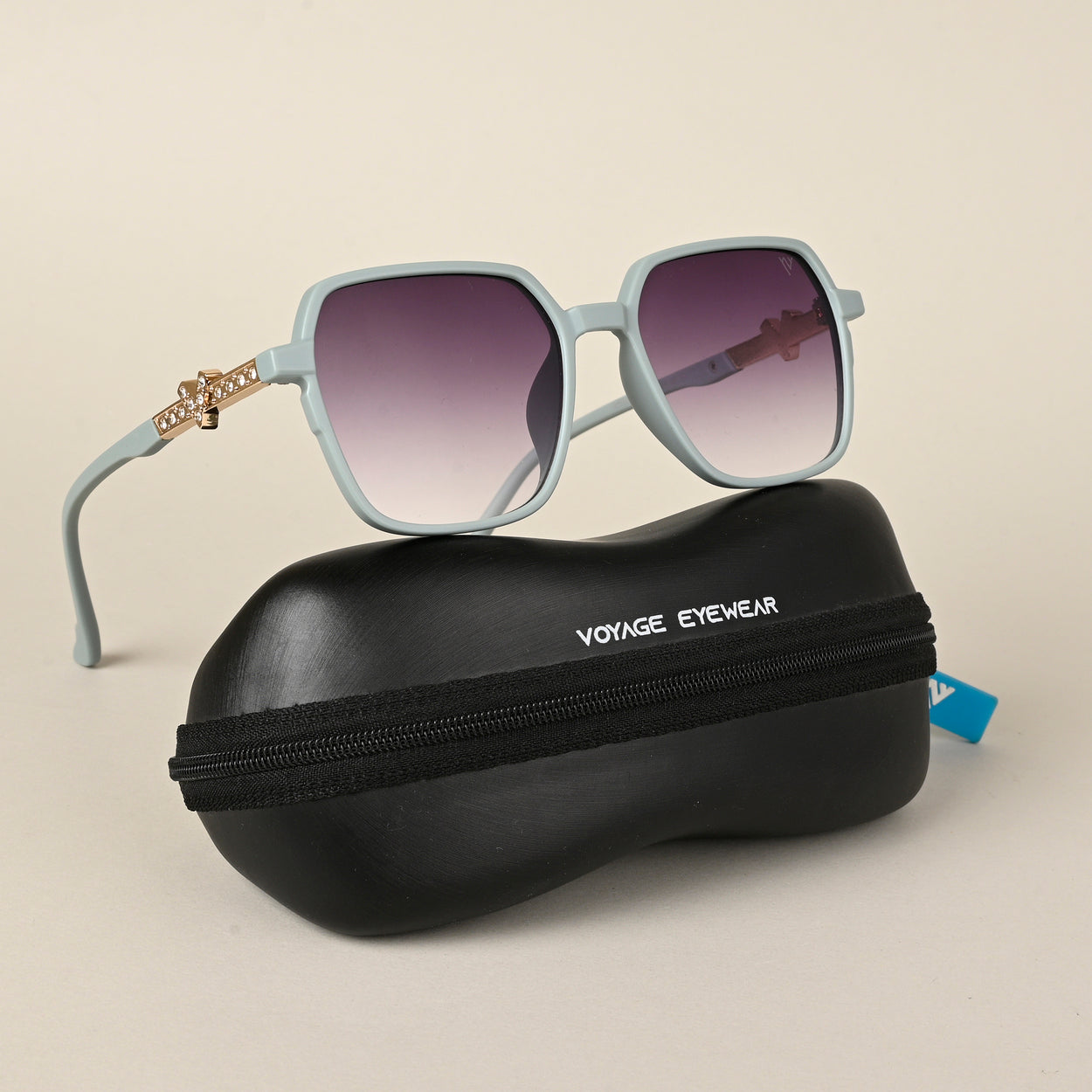Voyage Purple & Clear Square Sunglasses for Women - MG4233
