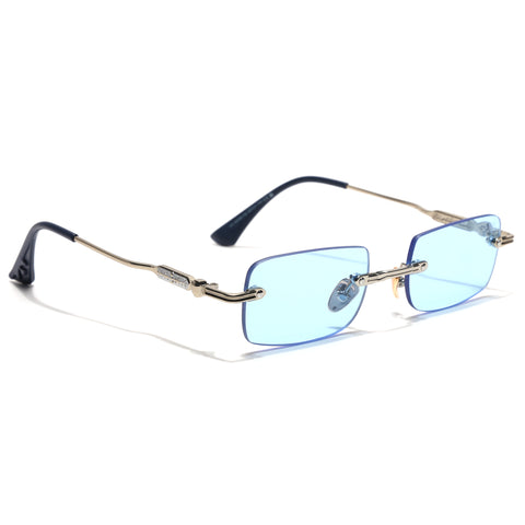 Godex | Blue Rimless Sunglasses | Silver Frame - MG9125