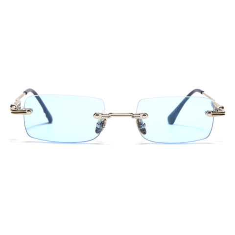 Godex | Blue Rimless Sunglasses | Silver Frame - MG9125