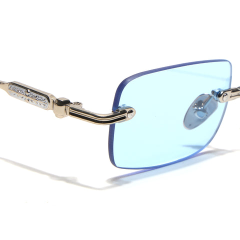 Godex | Blue Rimless Sunglasses | Silver Frame - MG9125