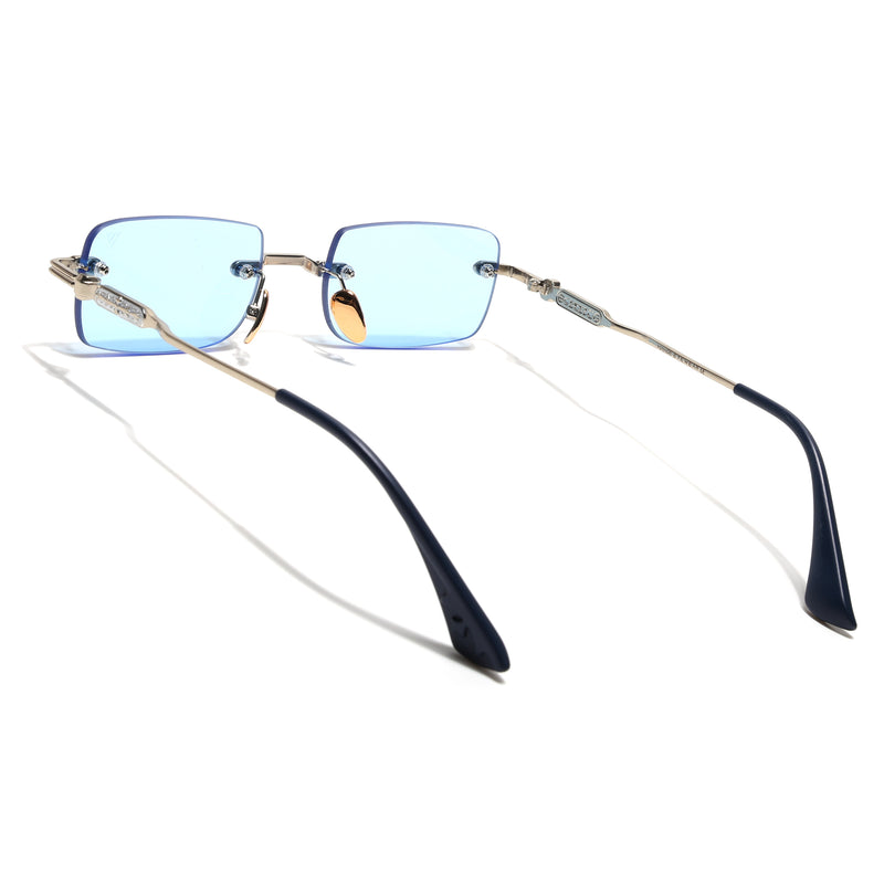 Godex | Blue Rimless Sunglasses | Silver Frame - MG9125