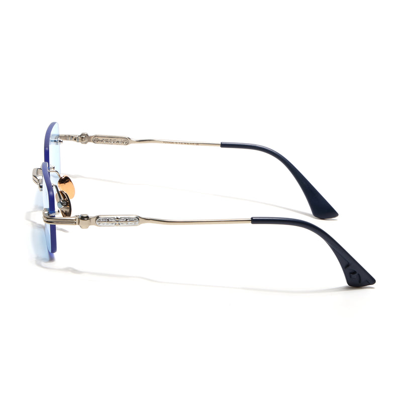 Godex | Blue Rimless Sunglasses | Silver Frame - MG9125