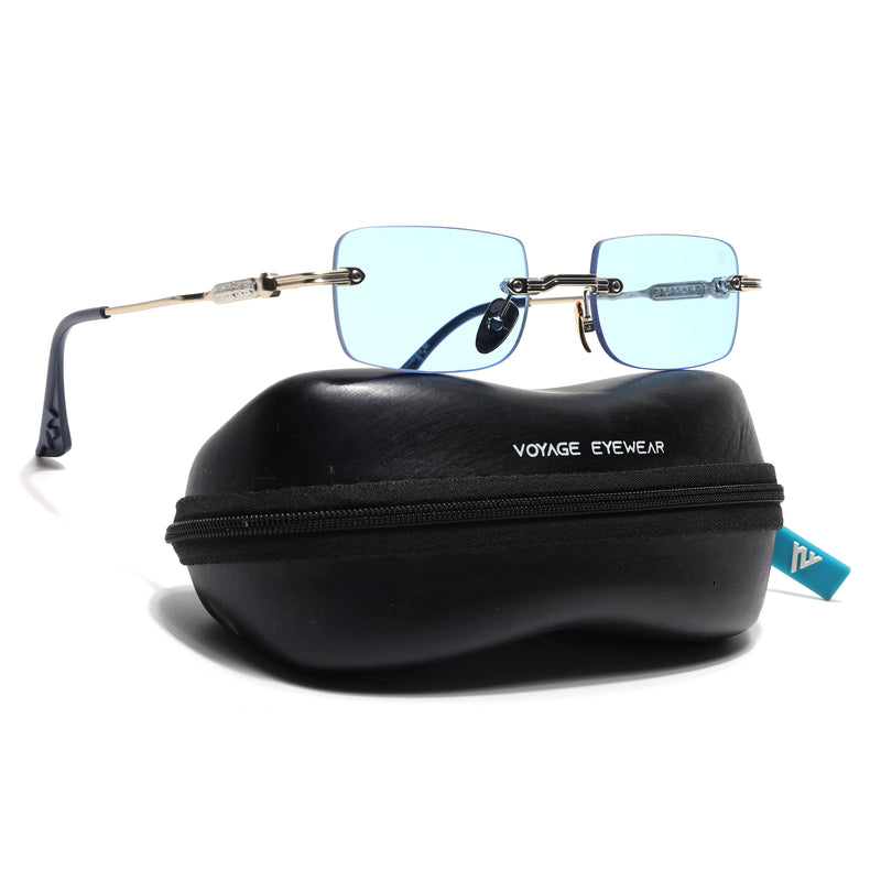 Godex | Blue Rimless Sunglasses | Silver Frame - MG9125