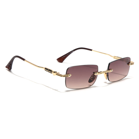 Godex | Brown Rimless Sunglasses | Golden Frame - MG9126