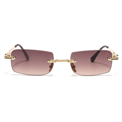 Godex | Brown Rimless Sunglasses | Golden Frame - MG9126