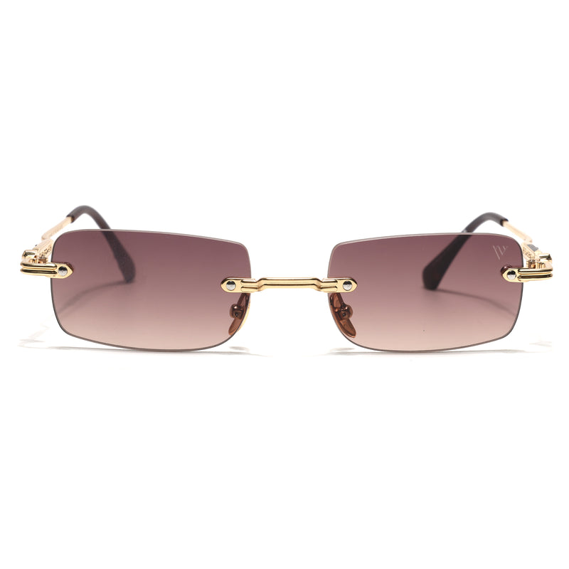 Godex | Brown Rimless Sunglasses | Golden Frame - MG9126