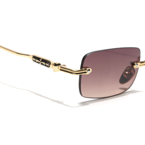 Godex | Brown Rimless Sunglasses | Golden Frame - MG9126