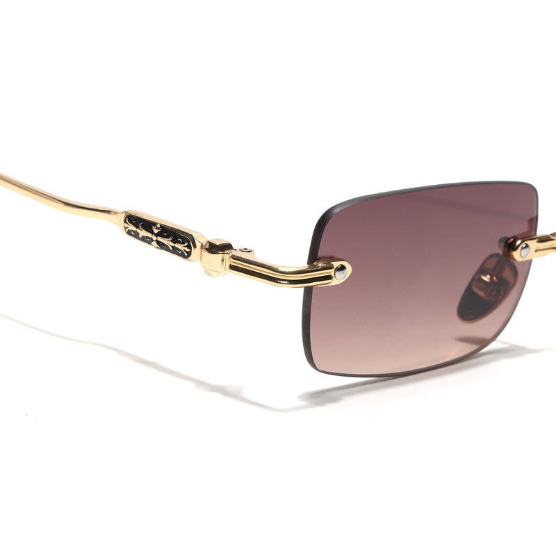 Godex | Brown Rimless Sunglasses | Golden Frame - MG9126