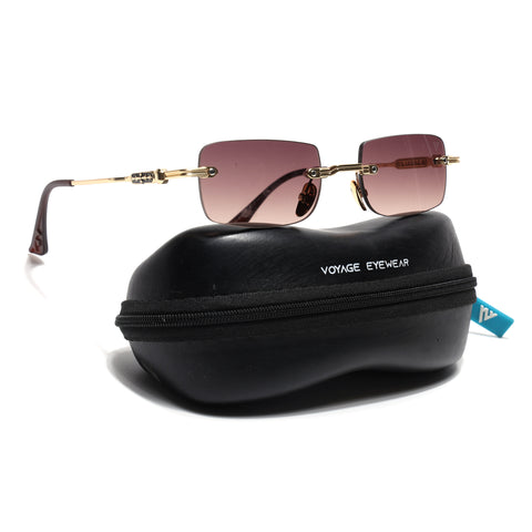 Godex | Brown Rimless Sunglasses | Golden Frame - MG9126