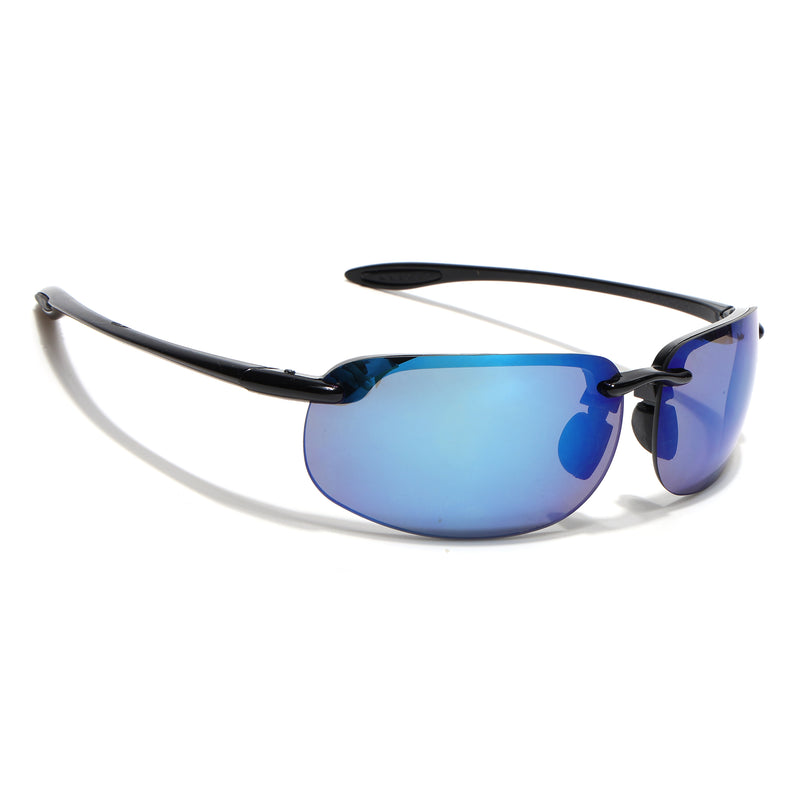 Wrap Around Sunglasses (Blue Lens | Black Frame - MG9115)