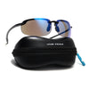 Wrap Around Sunglasses (Blue Lens | Black Frame - MG9115)