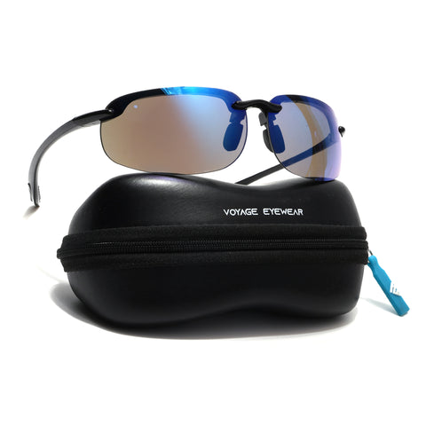 Stratos | Shiny Transparent Blue Wrap Around Sunglasses | MG9115
