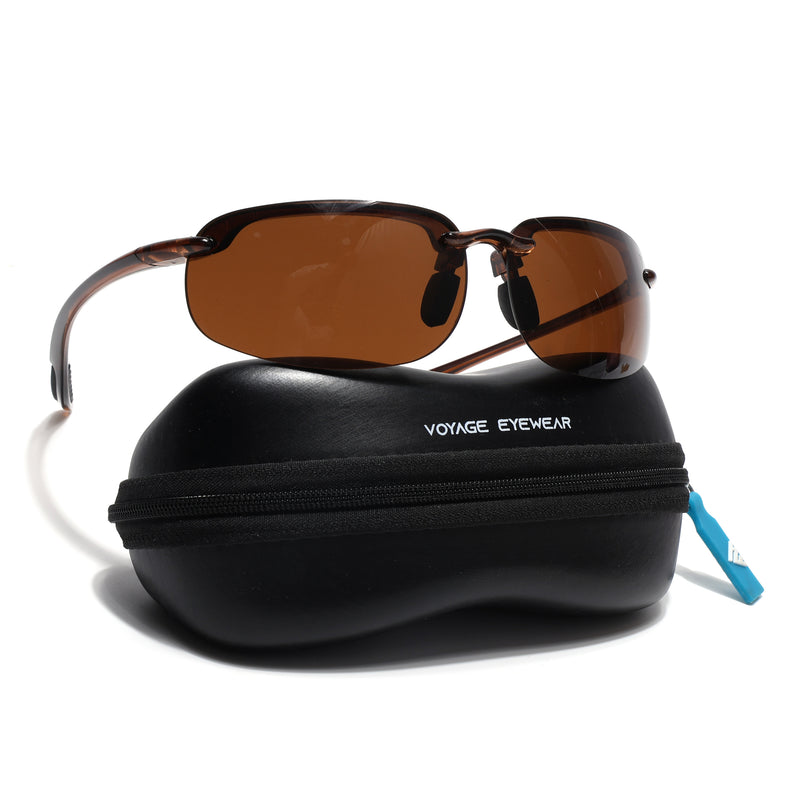 Wrap Around Sunglasses (Brown Lens | Brown Frame - MG9116)
